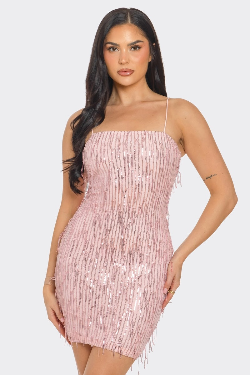 Sleeveless Sequins Mini Dress