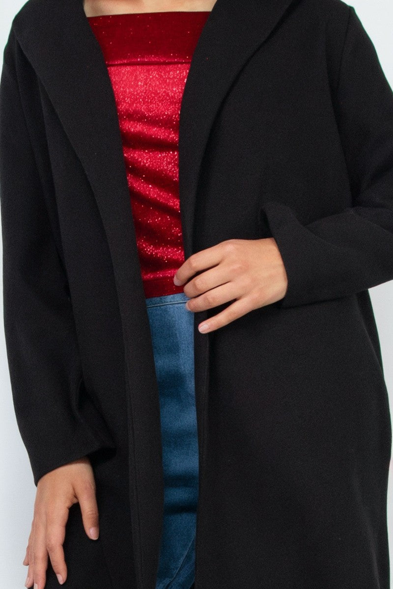 Open-Front Notch Solid Coat