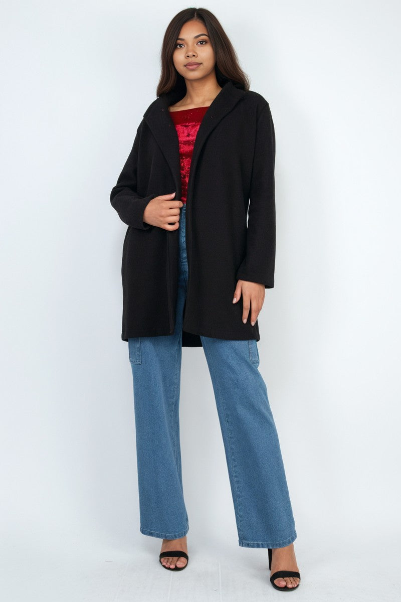 Open-Front Notch Solid Coat