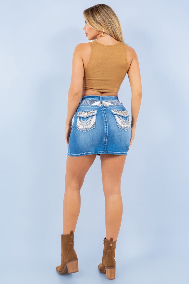 Embellished Skirt With Rhinestones