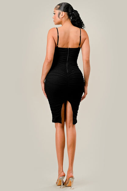 Mesh Back Slit Dress