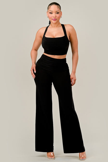 Mini Top and Wide Pants Set