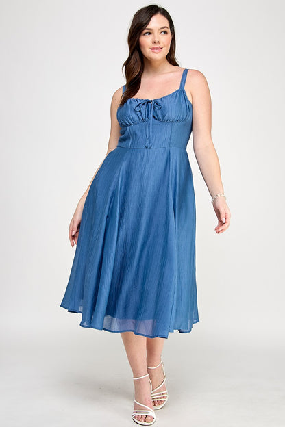 Bustier A-line Midi Dress #D5279 GRAY FASHION Bustier A-line Midi Dress #D5279 GRAY FASHION