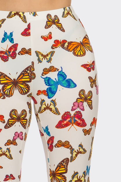 Butterfly Printed Flared Long Pants