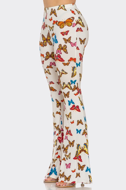 Butterfly Printed Flared Long Pants