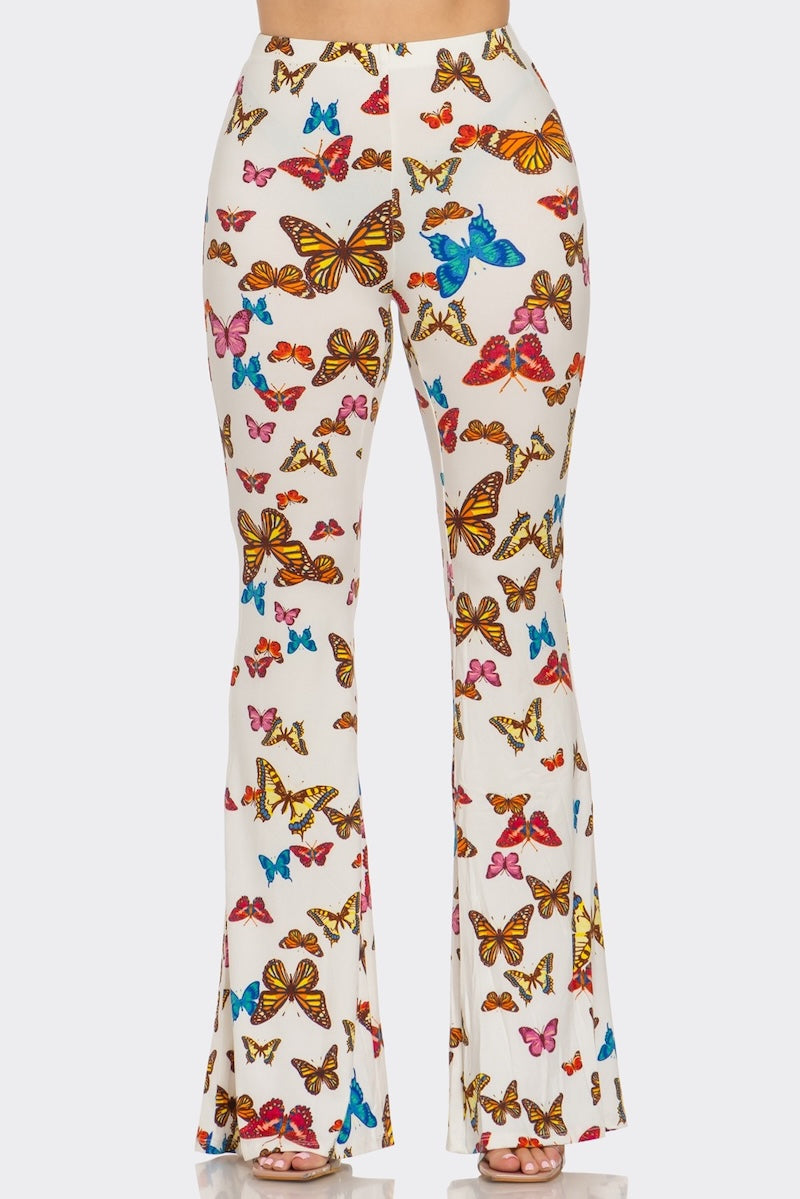 Butterfly Printed Flared Long Pants