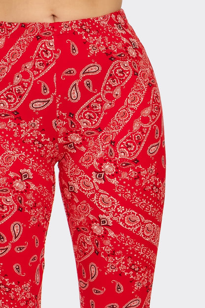 Boho Bandana Printed Flared Long Pants