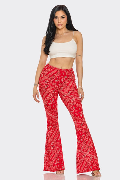 Boho Bandana Printed Flared Long Pants