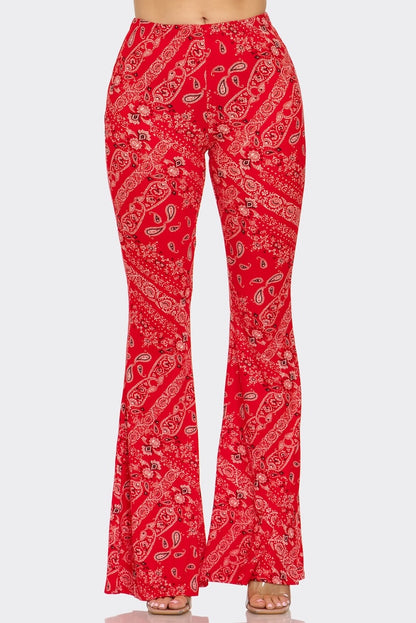 Boho Bandana Printed Flared Long Pants