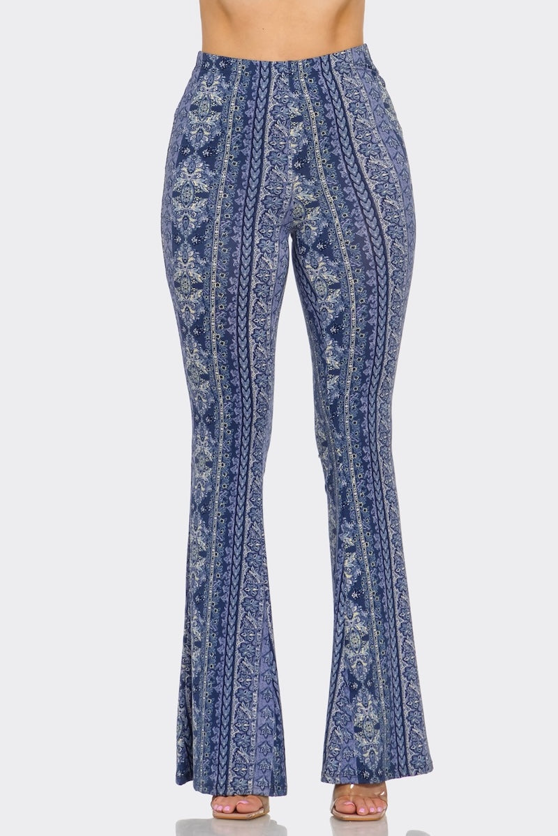Multi Pattern Bell Bottom Pants
