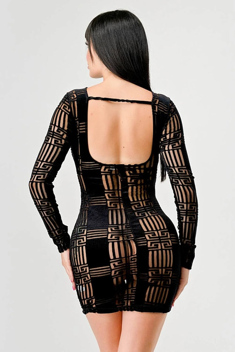see thru black dress Sexy Mesh Velvet Flocking See-Thru Mini Dress #MPD1111 – GRAY FASHION