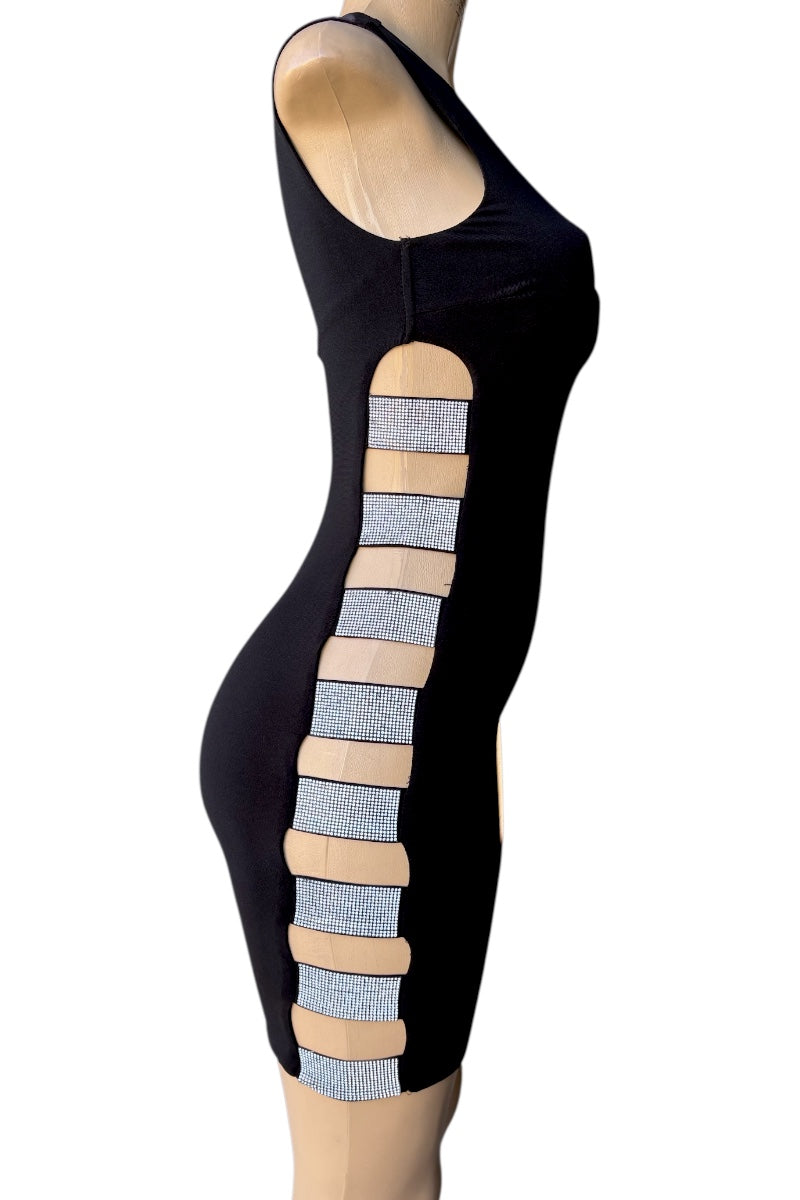 Black tank dress with a design on a  mannequin