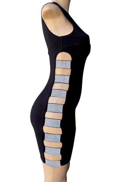 Black tank dress with a design on a  mannequin