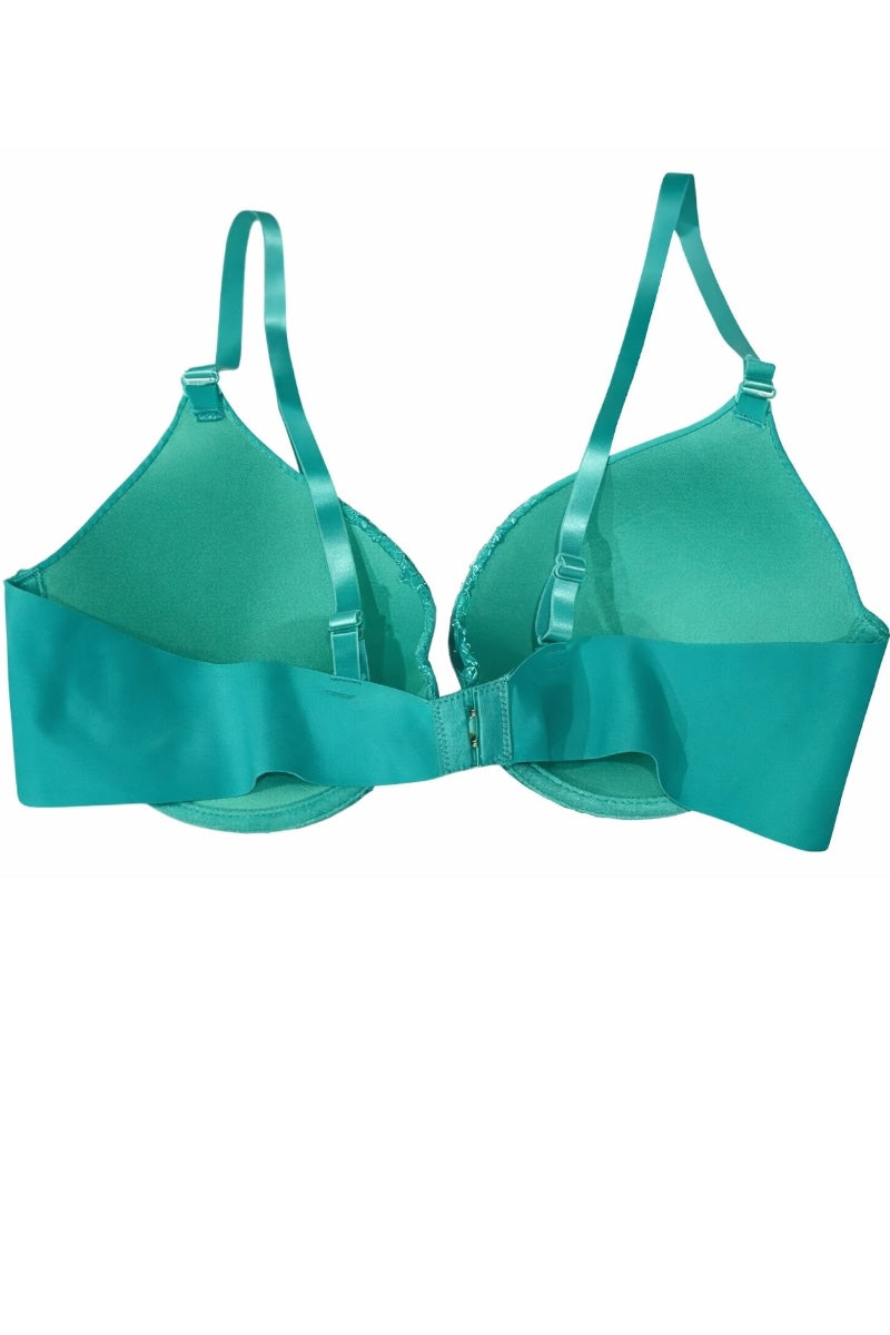Turquoise bra on a white background