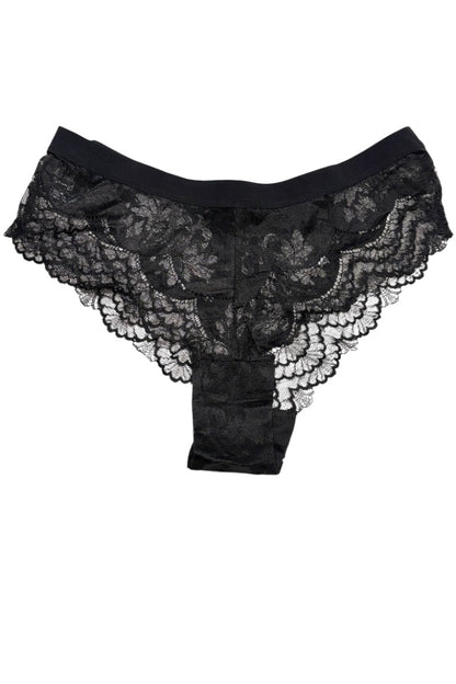 Black lace underwear on a white background