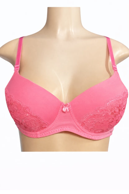 Pink bra on a mannequin against a white background