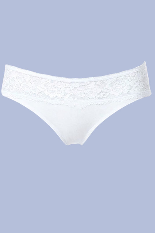 White lace underwear on a light purple background