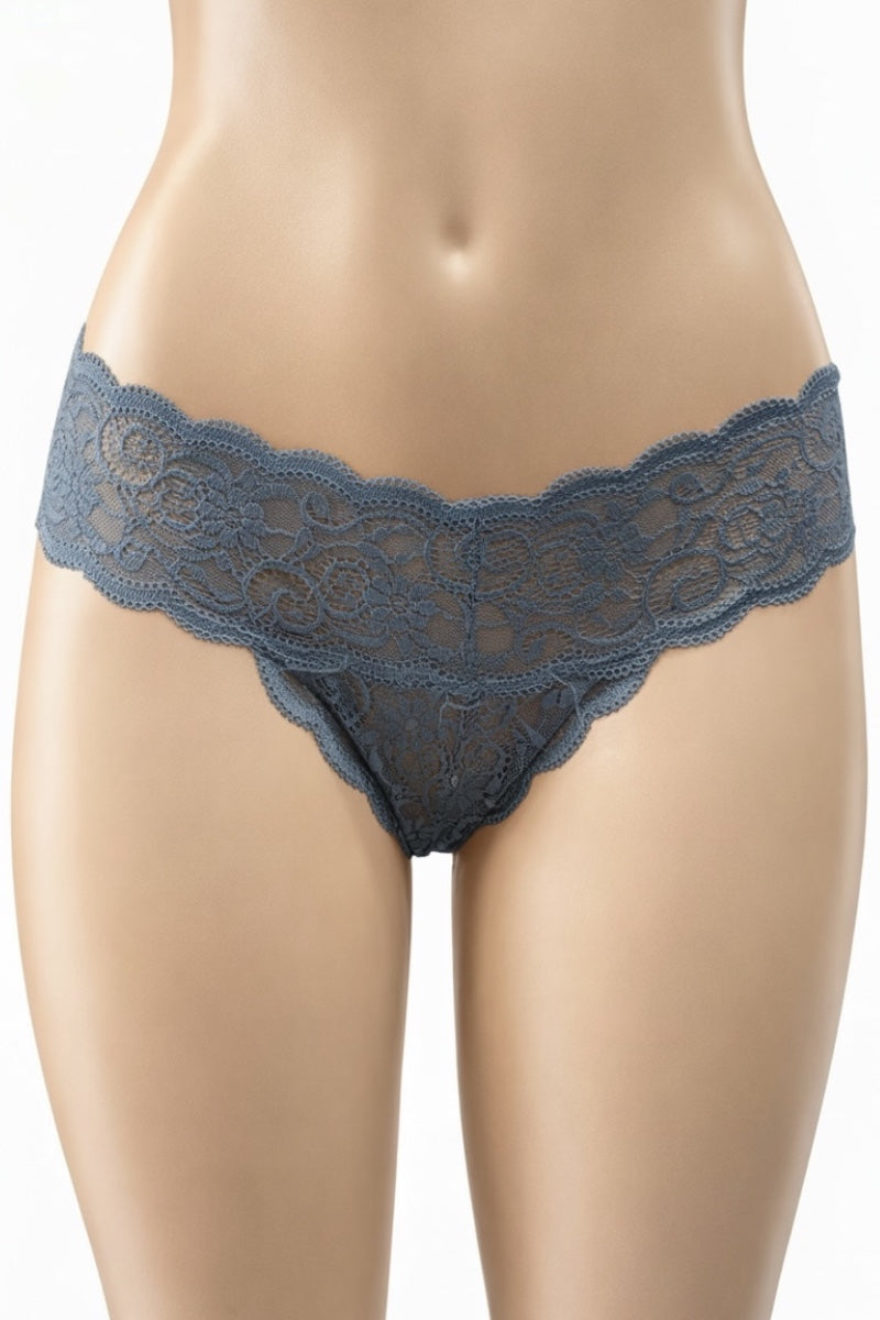 Ombre Blue lace underwear on a mannequin against a white background