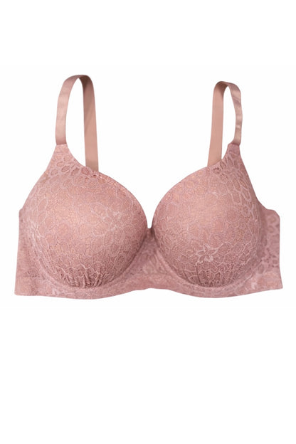 Pink bra on a white background