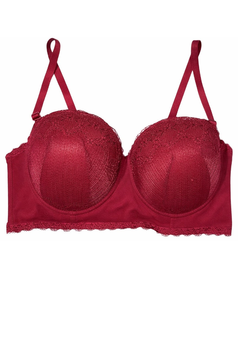 Burgundy Red bra on a white background