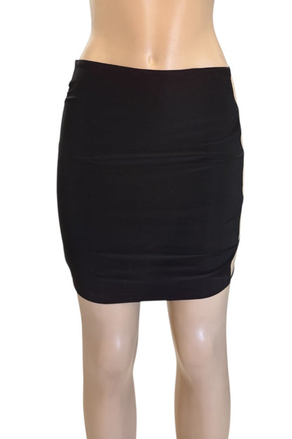 Black skirt on a mannequin against a white background