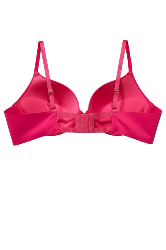 Pink bra on a white background