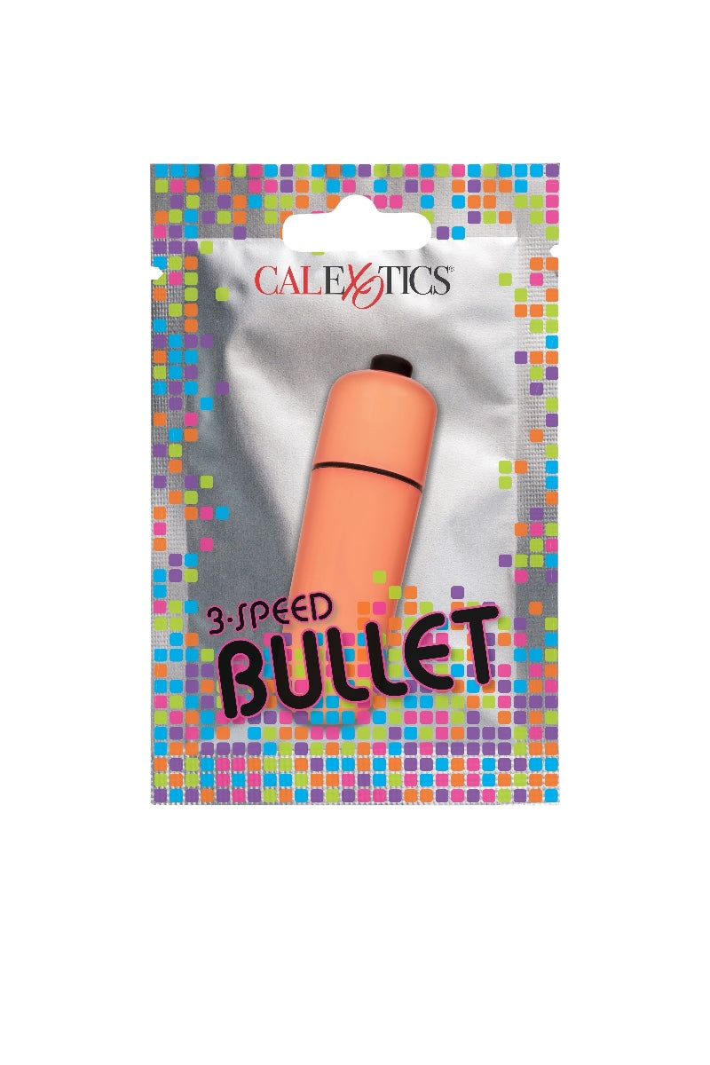 Calexetics 3-speed bullet packaging with colorful border on a white background