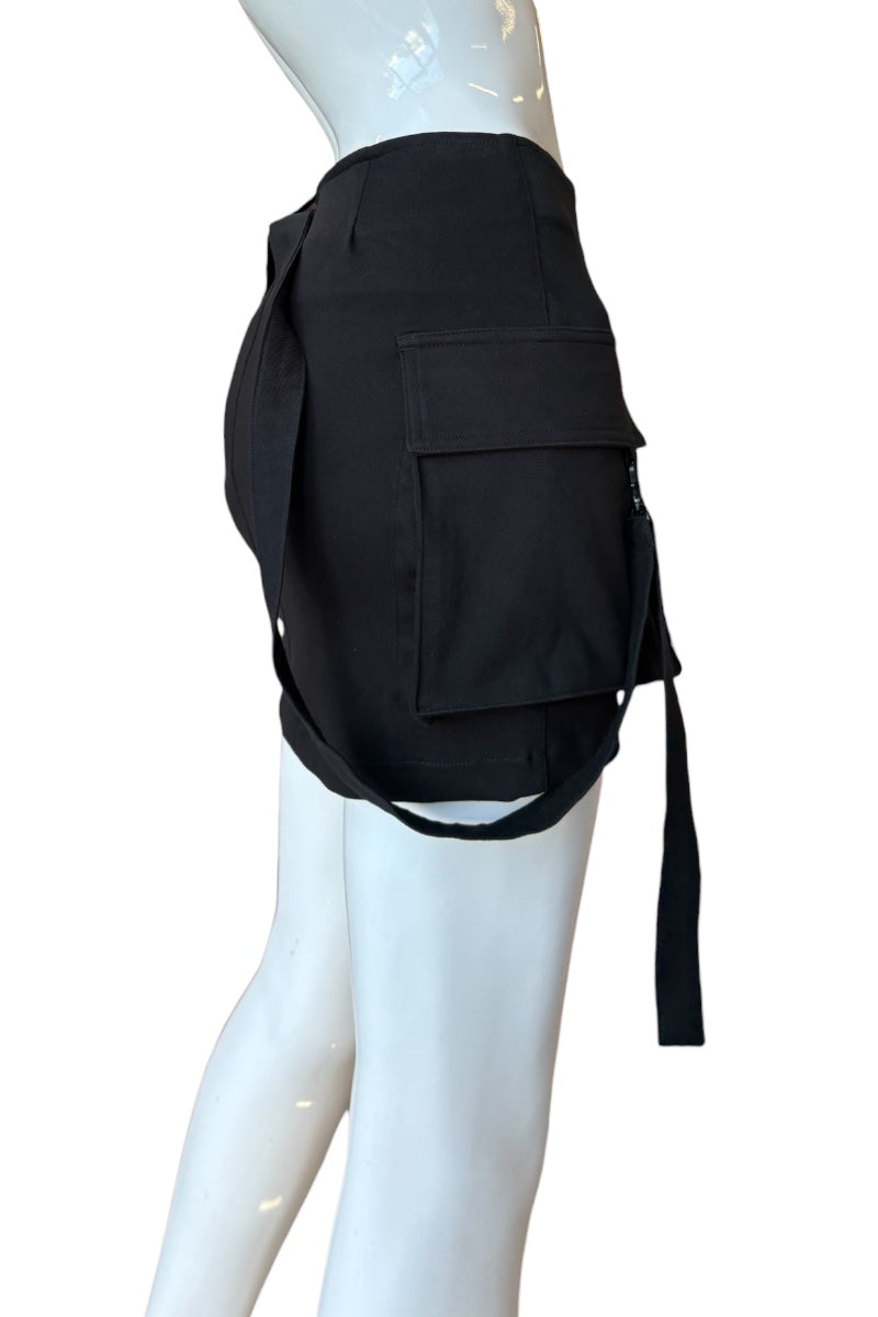 Black skirt on a mannequin against a white background