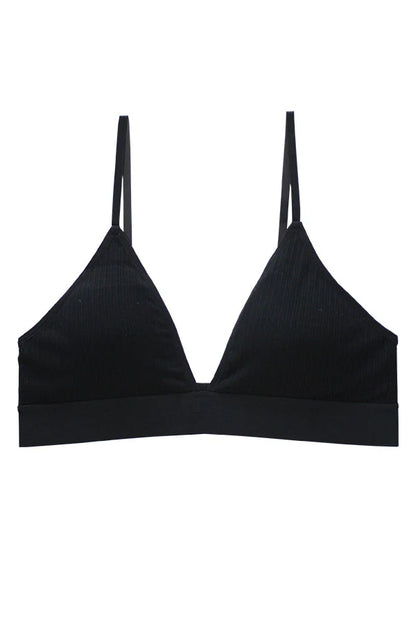 Black bralette on a white background