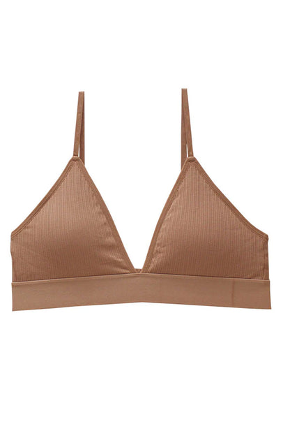 beige bralette on a white background