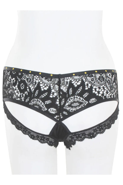 Black lace underwear on a white background