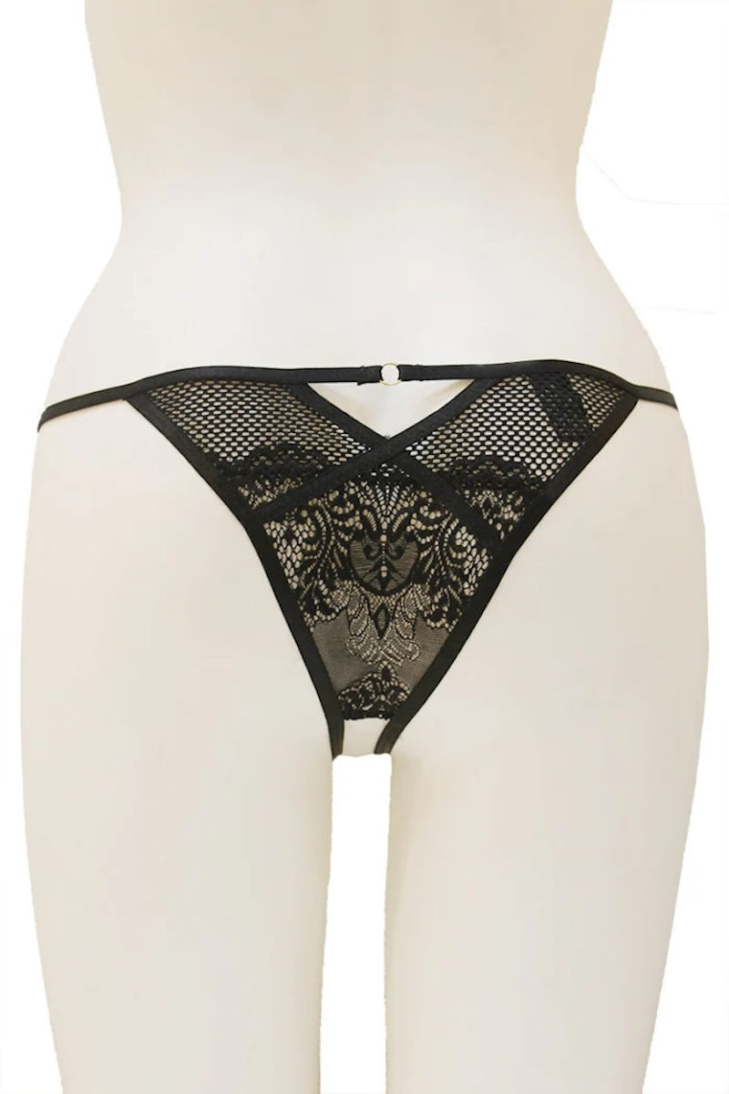 Fishnet & Lace Cheeky Crotchless Panty