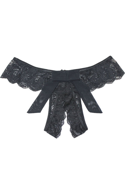 Bows Crotchless Lace Thong Panty