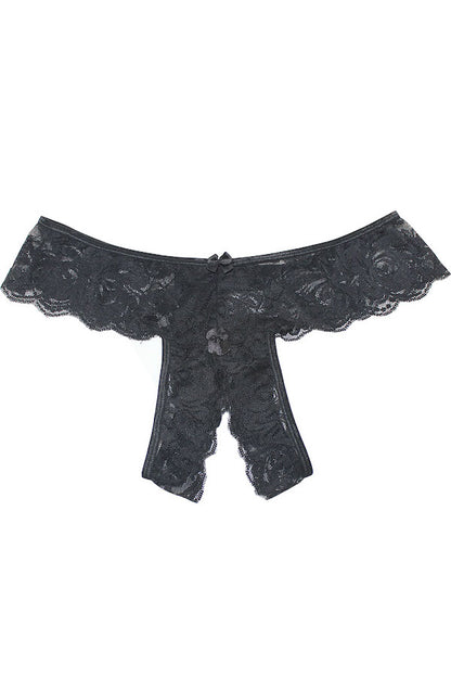 Bows Crotchless Lace Thong Panty