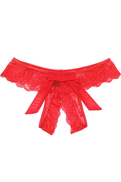 Bows Crotchless Lace Thong Panty