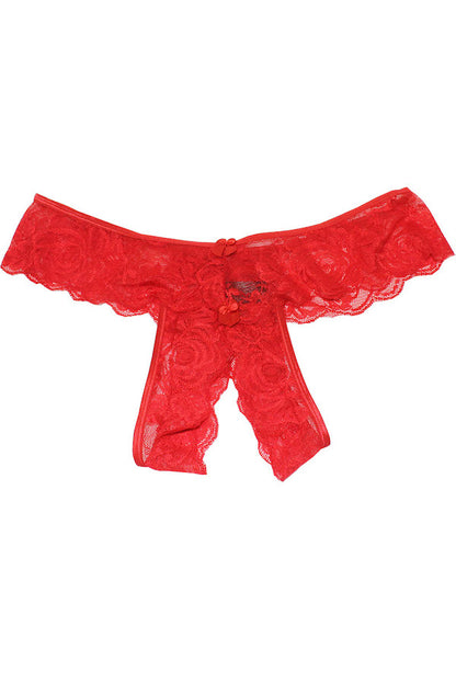 Bows Crotchless Lace Thong Panty