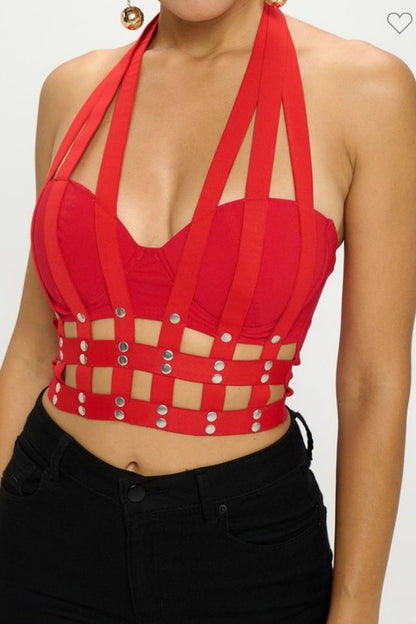 Elastic Band Halter Top