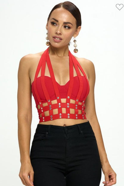 Elastic Band Halter Top