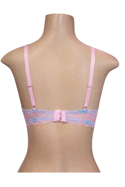 Pink bra on a mannequin with a white background