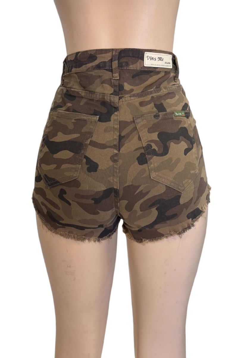 Camouflage shorts on a white background