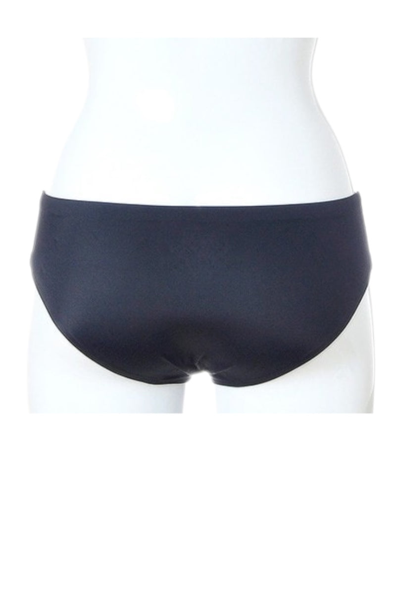 Navy underwear on a white mannequin against a white background