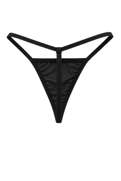 Black thong-style shown flat against a plain white background.
