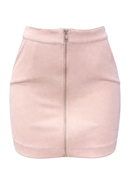 Pink skirt with a zipper on a white background
