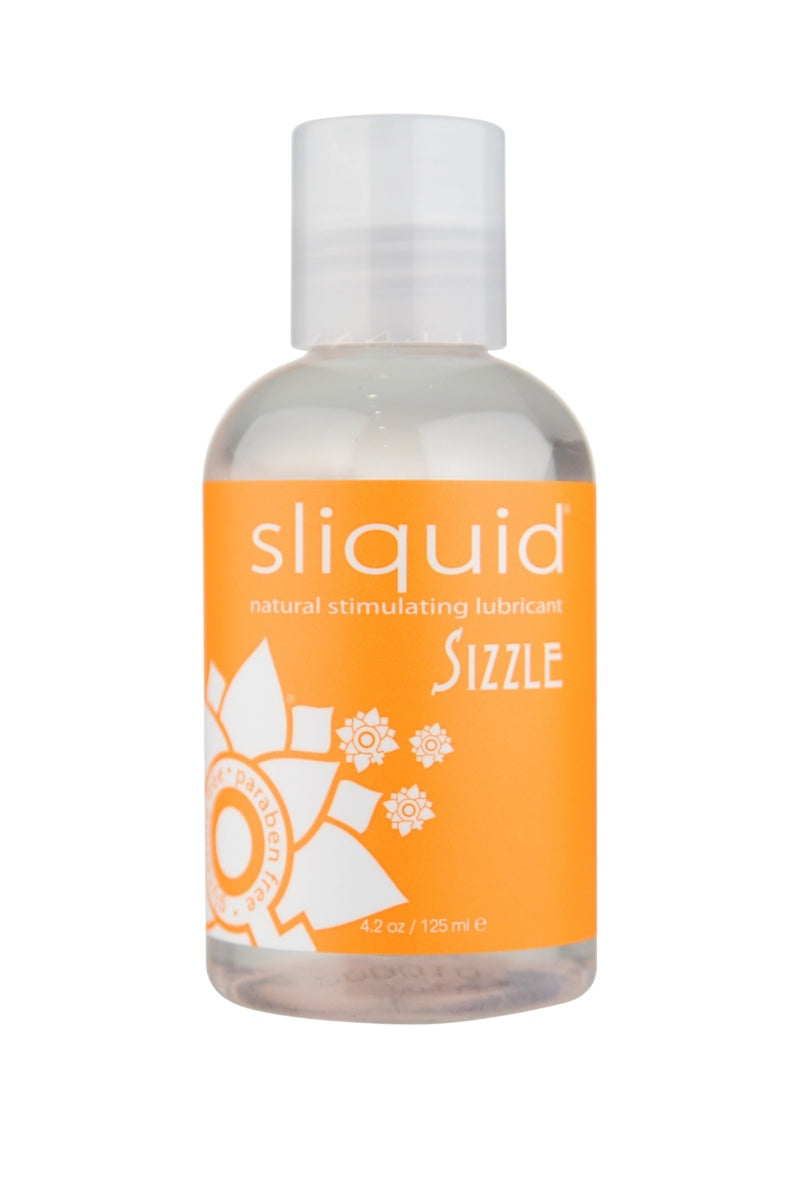 Sliquid Sizzle lubricant bottle on a white background