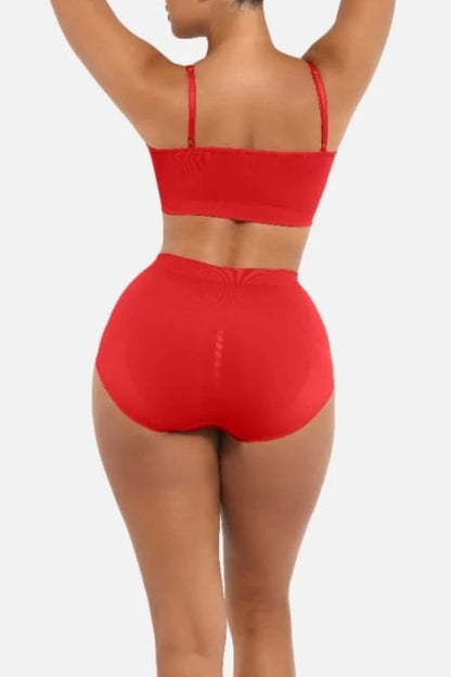 Red set on a white background