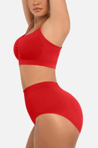 Red set on a plain background