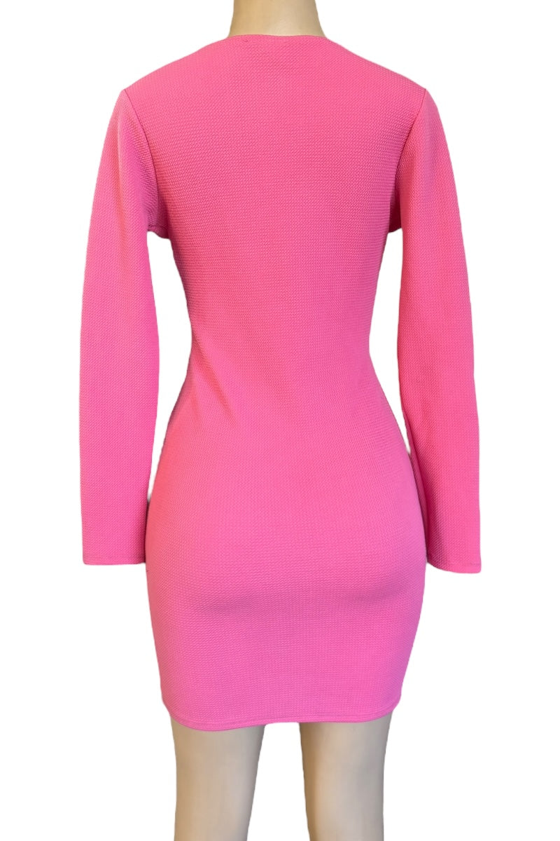 Pink dress with long sleeves on a white background