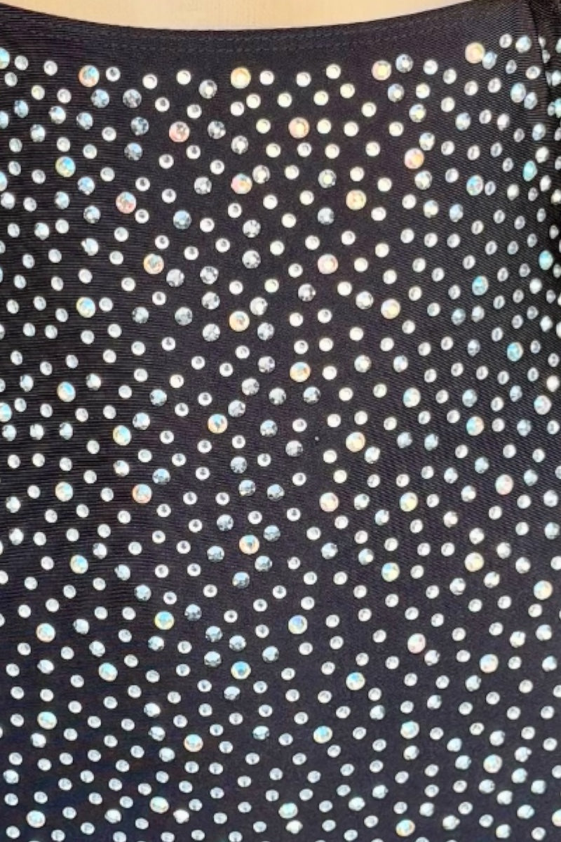 Black fabric with rhinestones