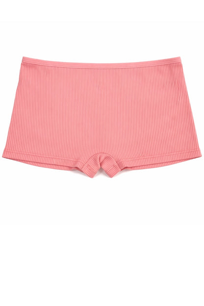 Pink ribbed shorts on a white background