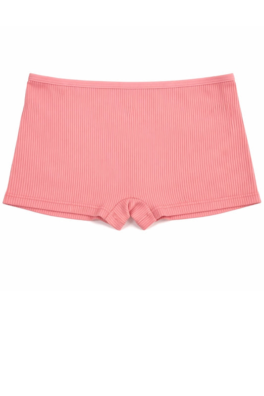 Pink ribbed shorts on a white background